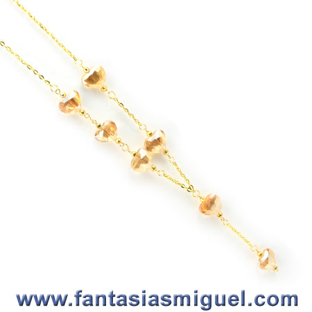 Collar Asimétrico De Corazones Miel