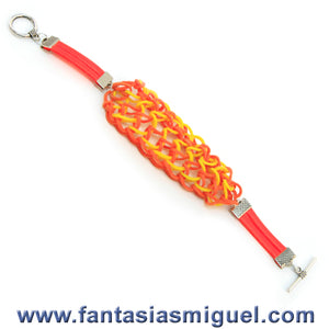 Pulsera Con,Ligas Escama De Dragón Con Cordón Naranja Neón