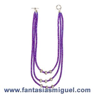 Collar Tubo Morado Con Cta. Rondel Plata