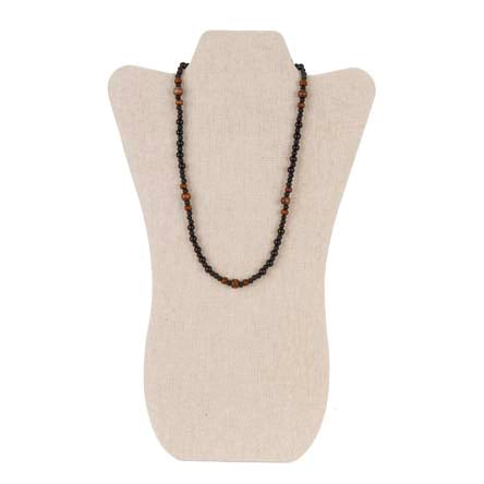 Collar De Cuenta Caucho Negra Con Cuenta Madera