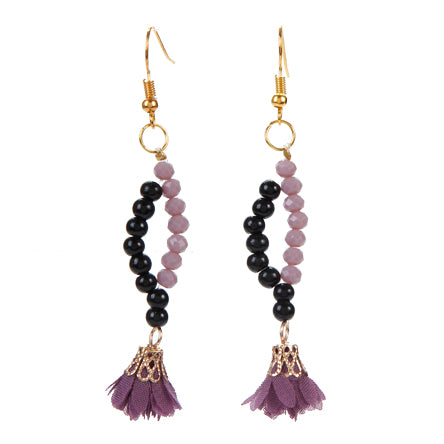 Aretes Con Perlas Y Rondeles Lavanda