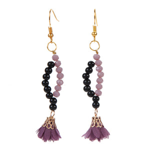 Aretes Con Perlas Y Rondeles Lavanda