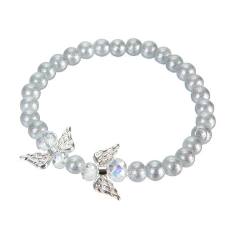 Pulsera Blanca Con Dije Alas De Ángel