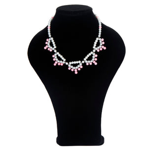 Collar De Perlas Blanco/Rosa