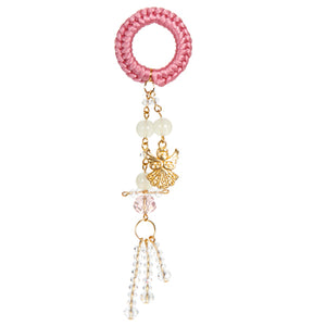 Llavero Rosa Con Dije De Angelito Oro