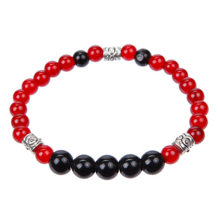 Pulsera Rojo-Negro Con Cuenta Fundida