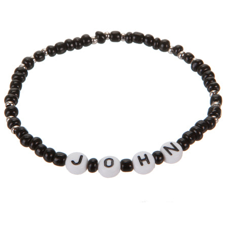 Pulsera Chaquiron Negro Con Cuentas De Letras