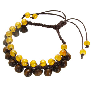 Pulsera Hippie Con Cuentas De Madera Y Cordón