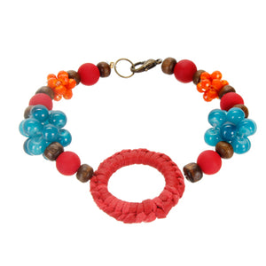 Pulsera Imitacion Piel Con Cuentas Caucho
