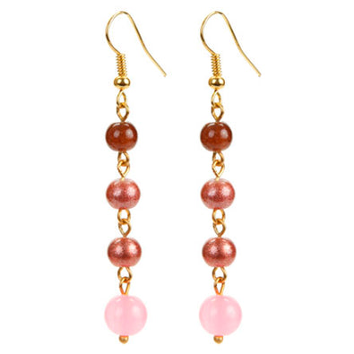 Fantasías Miguel Clave:JY42 Aretes Lasgos Café-Rosa