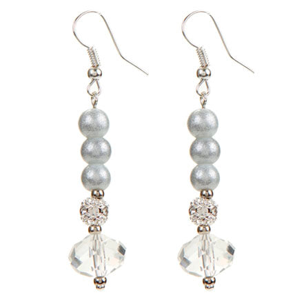 Aretes Largos Perlas Destello Con Rondeles De Cristal