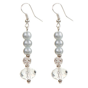 Aretes Largos Perlas Destello Con Rondeles De Cristal