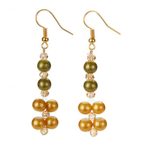 Aretes Oro-Verde Con Perlas Destello