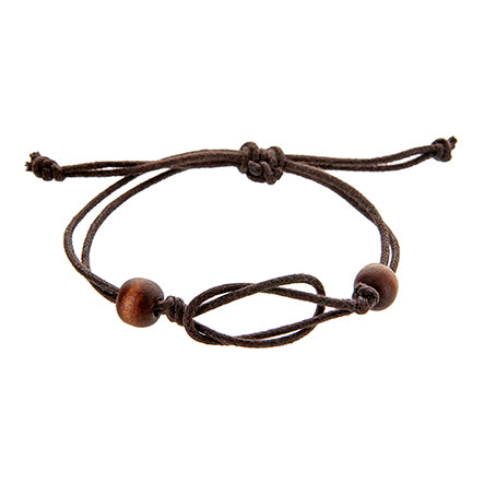 Pulsera Cordón Y Cuenta De Madera Para Hombre