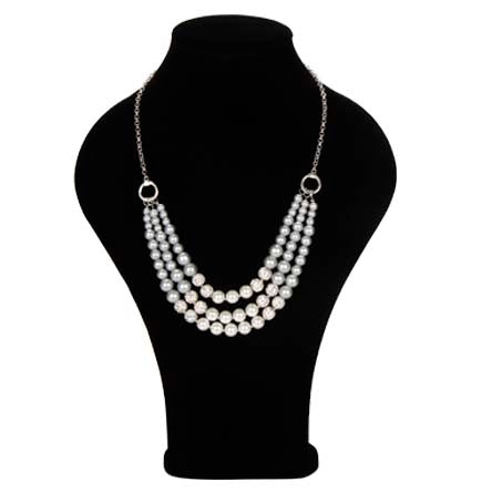 Collar De Cadena Con Perlas Triple