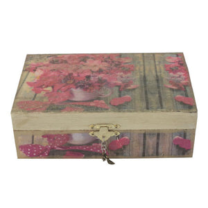 Caja Estuche Decoupage Con Taza De Flores