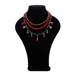 Collar Triple De Rondeles Con Dijes De Letras