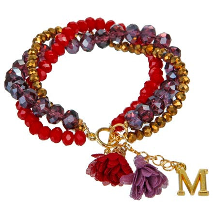 Pulsera Triple De Rondeles Con Dije De Letra