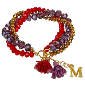 Pulsera Triple De Rondeles Con Dije De Letra