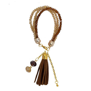 Pulsera Café-Miel Con Borla