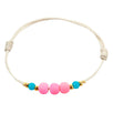 Fantasías Miguel Clave:LC1017 Pulsera De Cordón Blanco Con Cuentas Rosa-Azul