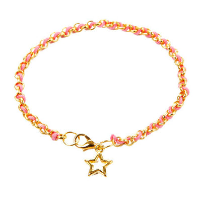 Fantasías Miguel Clave:LC1043 Pulsera De Cadena Con Cordón Rosa Y Dije Estrella