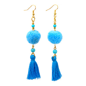 Arete Con Pom Poms Y Borlas