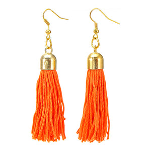 Aretes De Borla Naranja Con Cordón Fantasia