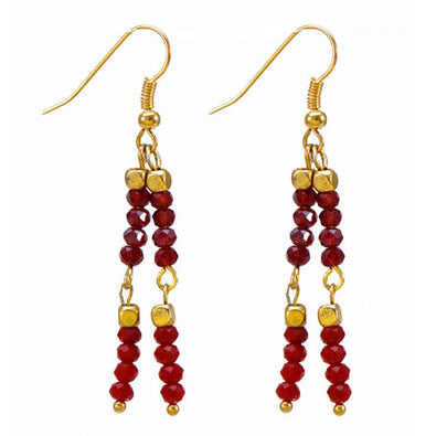 Fantasías Miguel Clave:LC1073 Aretes Rojo-Oro