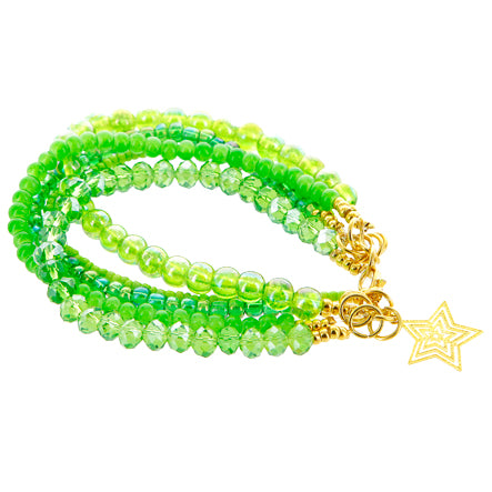 Pulsera Verde 4 Hilos Con Estrella