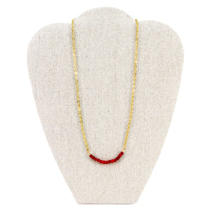 Collar Con Cadena Y Cuenta Roja