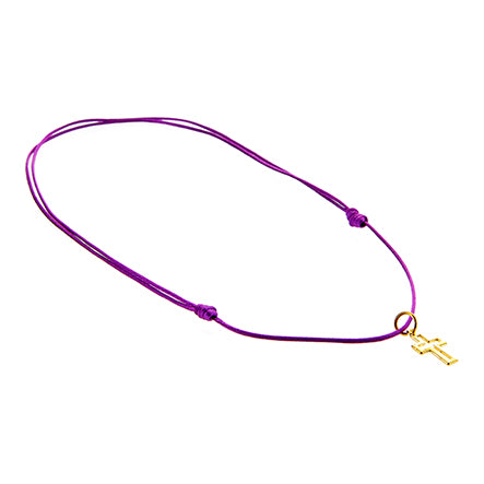 Collar De Cordón Morado Con Cruz