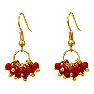 Aretes Oro-Rojo Con Racimos De Rondeles