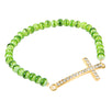 Fantasías Miguel Clave:LC1183 Pulsera De Cuenta Redonda Semi Preciosa Jade Con Cruz Curva De Cristales