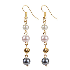 Aretes Perlas Rosa-Marfil