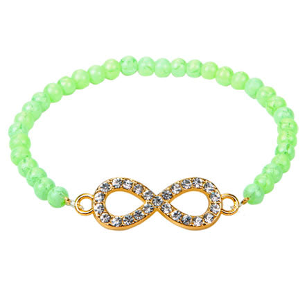 Pulsera De Cuentas Redonda Grieta Menta Con Dije Infinito