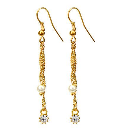 Arete De Cadena Con Perla