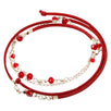 Fantasías Miguel Clave:LC1228 Pulsera De Cordón Imitación Piel Rojo Con Cadena Y Rondeles