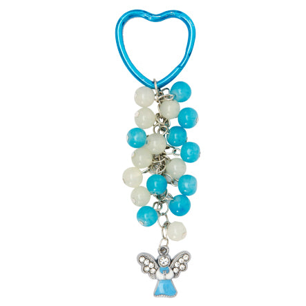 Llavero De Corazón Con Dije Ángel Plata Azul
