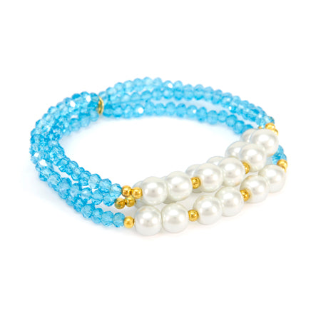 Juego De Pulseras Turquesa Con Perlas