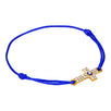 Fantasías Miguel Clave:LC1279 Pulsera De Cordón Azul Rey Y Dije Cruz Con Ojito