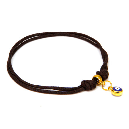 Pulsera De Cordón Café Con Dije De Ojito