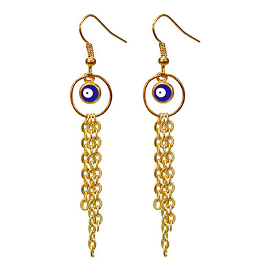 Fantasías Miguel Clave:LC1288 Aretes Cadena Y Ojo Azul