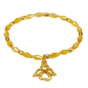 Pulsera Cristal Amarillo Dije Angel Oro