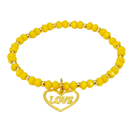Pulsera Amarillo-Oro Con Dije Love