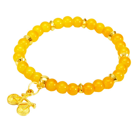 Pulsera Amarillo-Oro Con Dije De Bicicleta