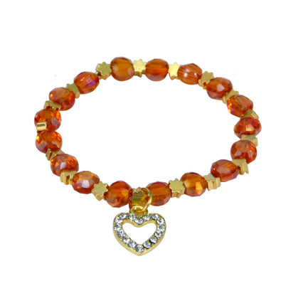 Fantasías Miguel Clave:LC1316 Pulsera Cristales Miel Y Cuentas Flor Oro