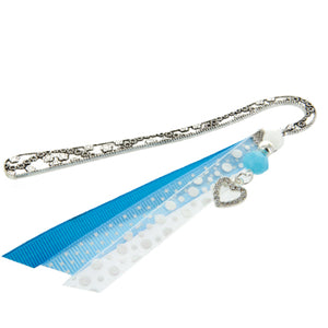 Separador De Libros Con Dije Baby Azul Y Listones