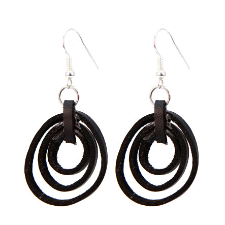 Aretes Imitación Piel De Círculos Negros