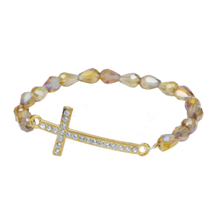 Pulsera Cristales De Miel Y Cruz